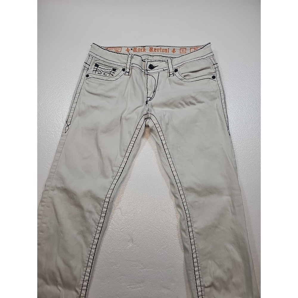Rock Revival Womens Jeans 31(32x32) Jen Straight White "FLAWS"
